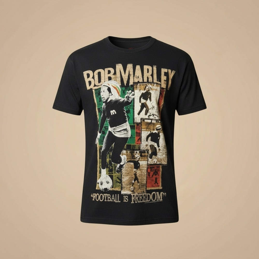 Bob‎ Marley Football Graphic Tee Black Size M